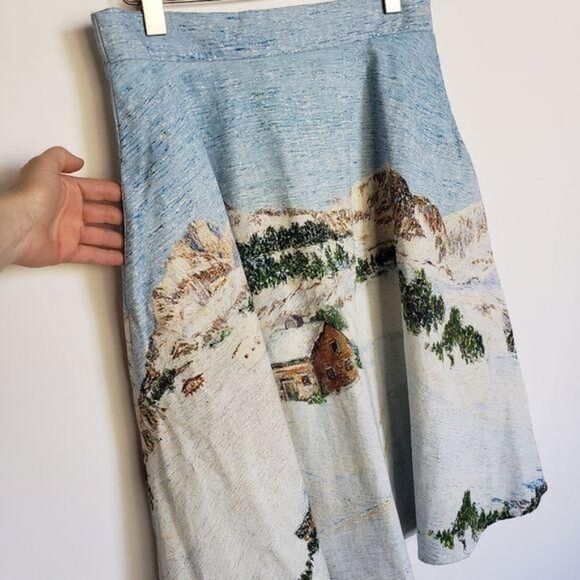 Corey Lynn Carter Wonderland A-Line Midi Skirt Winter Snow Scenery Size Small - Picture 8 of 12